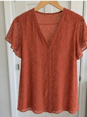 Rust Pleated Blouse